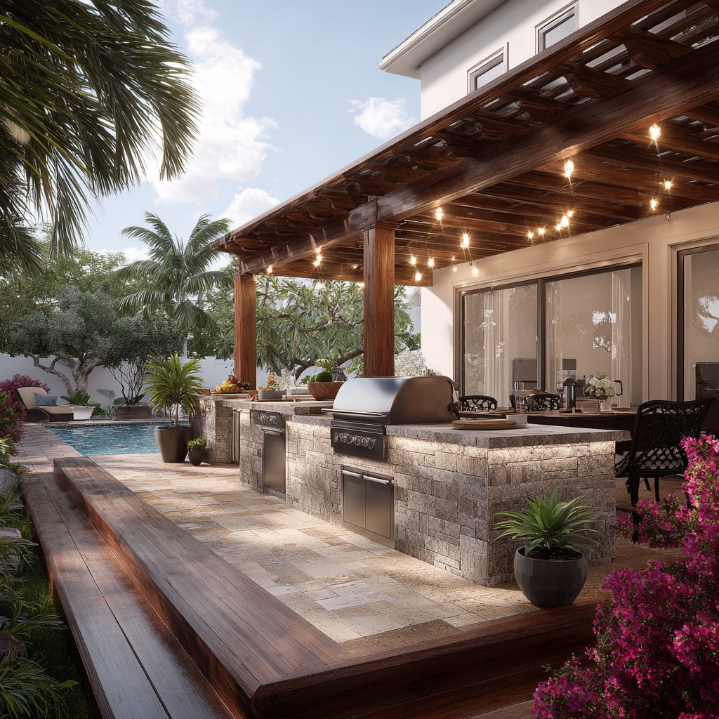 Outdoor kitchen slab Florida