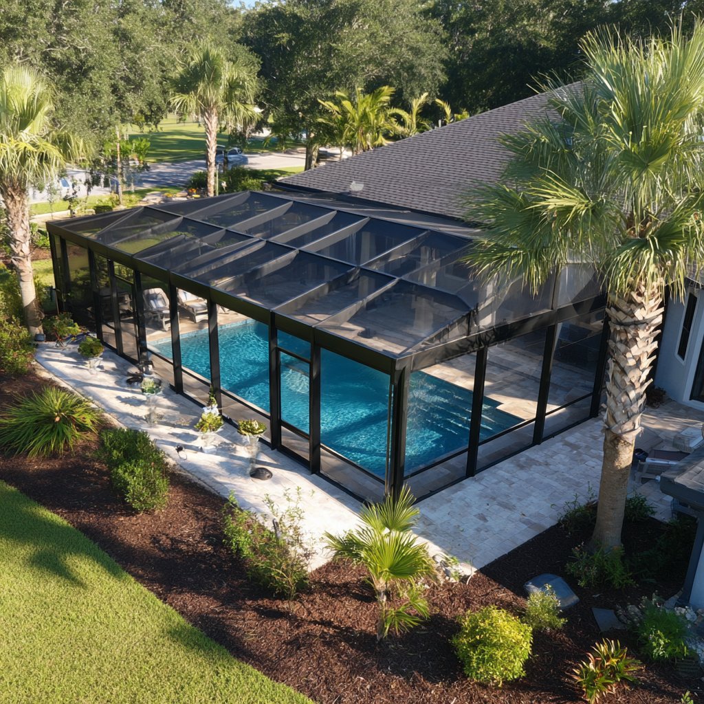 Screen enclosure with pool Florida
